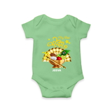 My First Vishu Madhavi Personalized Baby Romper – Malayalam Vishu Design Outfit - GREEN - New Born (Chest 14")