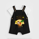 My First Vishu Madhavi Personalized Baby DUNGAREE – Malayalam Vishu Design Outfit - BLACK - 0 - 5 Months Old (Chest 18")