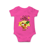 My First Vishu Madhavi Personalized Baby Romper – Malayalam Vishu Design Outfit - HOT PINK - New Born (Chest 14")