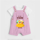 My First Vishu Pavithra Personalized Baby DUNGAREE – Traditional Vishu Pot Outfit - BABY PINK - 0 - 5 Months Old (Chest 18")