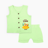 My First Vishu Pavithra Personalized Baby Jabla – Traditional Vishu Pot Outfit - PASTEL GREEN - 0 - 3 Months Old (Chest 9.8")