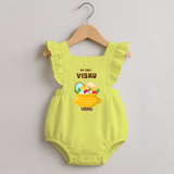 My First Vishu Pavithra Personalized Baby ROMPER FROCK – Traditional Vishu Pot Outfit - PASTEL YELLOW - 0 - 3 Months Old (Chest 19")