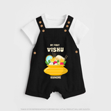 My First Vishu Pavithra Personalized Baby DUNGAREE – Traditional Vishu Pot Outfit - BLACK - 0 - 5 Months Old (Chest 18")