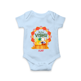 My First Vishu Saranya Personalized Baby Romper – Festive Vishu Mandala Outfit - BABY BLUE - New Born (Chest 14")