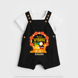 My First Vishu Saranya Personalized Baby DUNGAREE – Festive Vishu Mandala Outfit - BLACK - 0 - 5 Months Old (Chest 18")