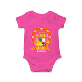 My First Vishu Saranya Personalized Baby Romper – Festive Vishu Mandala Outfit - HOT PINK - New Born (Chest 14")