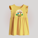 My First Vishu Baby BABY FROCK – Krishna Vishu Celebration Theme - PASTEL YELLOW - 0 - 3 Months Old (Chest 17")