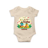 My First Vishu Baby Romper – Krishna Vishu Celebration Theme - IVORY - New Born (Chest 14")