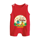 My First Vishu Baby BUTTON ROMPER – Krishna Vishu Celebration Theme - RED - New Born (Chest 18")