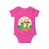 My First Vishu Baby Romper – Krishna Vishu Celebration Theme - HOT PINK - New Born (Chest 14")