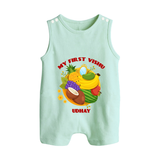 My First Vishu Baby BUTTON ROMPER – Vishu Fruits & Kani Theme - MINT GREEN - New Born (Chest 18")