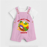 My First Vishu Baby DUNGAREE – Vishu Fruits & Kani Theme - BABY PINK - 0 - 5 Months Old (Chest 18")