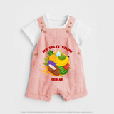 My First Vishu Baby DUNGAREE – Vishu Fruits & Kani Theme - PEACH - 0 - 5 Months Old (Chest 18")