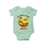 My First Vishu Baby Romper – Vishu Fruits & Kani Theme - MINT GREEN - New Born (Chest 14")