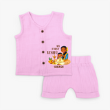 My First Vishu Baby Jabla – Traditional Vishu Family Celebration Theme - BABY PINK - 0 - 3 Months Old (Chest 9.8")