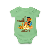 My First Vishu Baby Romper – Traditional Vishu Family Celebration Theme - GREEN - New Born (Chest 14")