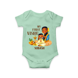 My First Vishu Baby Romper – Traditional Vishu Family Celebration Theme - MINT GREEN - New Born (Chest 14")