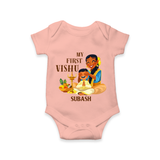 My First Vishu Baby Romper – Traditional Vishu Family Celebration Theme - PEACH - New Born (Chest 14")