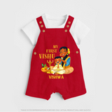 My First Vishu Baby DUNGAREE – Traditional Vishu Family Celebration Theme - RED - 0 - 5 Months Old (Chest 18")