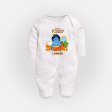 My First Vishu Baby FULL BODY SUIT – Baby Krishna Vishu Theme - WHITE - New Born (Chest 7.5")