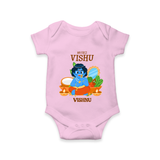 My First Vishu Baby Romper – Baby Krishna Vishu Theme - BABY PINK - New Born (Chest 14")