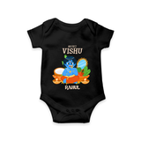 My First Vishu Baby Romper – Baby Krishna Vishu Theme - BLACK - New Born (Chest 14")