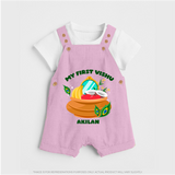 My First Vishu Baby DUNGAREE – Vishu Kani Pot & Mirror Theme - BABY PINK - 0 - 5 Months Old (Chest 18")