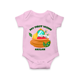 My First Vishu Baby Romper – Vishu Kani Pot & Mirror Theme - BABY PINK - New Born (Chest 14")