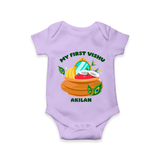 My First Vishu Baby Romper – Vishu Kani Pot & Mirror Theme - LILAC - New Born (Chest 14")