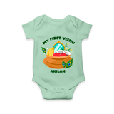 My First Vishu Baby Romper – Vishu Kani Pot & Mirror Theme - MINT GREEN - New Born (Chest 14")