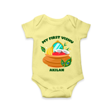 My First Vishu Baby Romper – Vishu Kani Pot & Mirror Theme - PASTEL YELLOW - New Born (Chest 14")