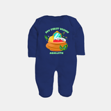 My First Vishu Baby FULL BODY SUIT – Vishu Kani Pot & Mirror Theme - NAVY BLUE - New Born (Chest 7.5")