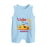 Vishu Vibes Only Baby BUTTON ROMPER – Traditional Vishu Kani Theme - BABY BLUE - New Born (Chest 18")