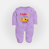 Vishu Vibes Only Baby FULL BODY SUIT – Traditional Vishu Kani Theme - LILAC - New Born (Chest 7.5")