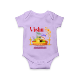 Vishu Vibes Only Baby Romper – Traditional Vishu Kani Theme - LILAC - New Born (Chest 14")