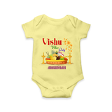 Vishu Vibes Only Baby Romper – Traditional Vishu Kani Theme - PASTEL YELLOW - New Born (Chest 14")