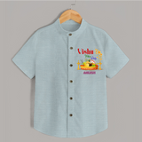 Vishu Vibes Only Baby SHIRT – Traditional Vishu Kani Theme - ARCTIC BLUE - 0 - 6 Months Old (Chest 23")