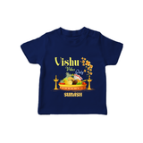 Vishu Vibes Only Baby T-Shirt – Traditional Vishu Kani Theme - NAVY BLUE - 0-5 Months Old (Chest 17")