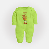Konna Poo Cutie Baby FULL BODY SUIT – Vishu Flower Theme - LIME GREEN - New Born (Chest 7.5")