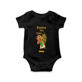 Konna Poo Cutie Baby Romper – Vishu Flower Theme - BLACK - New Born (Chest 14")