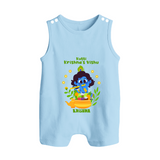 Kutty Krishna’s Vishu Baby BUTTON ROMPER – Baby Krishna Celebration Theme - BABY BLUE - New Born (Chest 18")