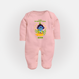 Kutty Krishna’s Vishu Baby FULL BODY SUIT – Baby Krishna Celebration Theme - BABY PINK - New Born (Chest 7.5")