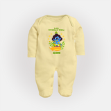 Kutty Krishna’s Vishu Baby FULL BODY SUIT – Baby Krishna Celebration Theme - PASTEL YELLOW - New Born (Chest 7.5")
