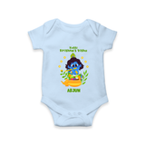 Kutty Krishna’s Vishu Baby Romper – Baby Krishna Celebration Theme - BABY BLUE - New Born (Chest 14")