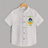 Kutty Krishna’s Vishu Baby SHIRT – Baby Krishna Celebration Theme - WHITE - 0 - 6 Months Old (Chest 23")