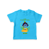Kutty Krishna’s Vishu Baby T-Shirt – Baby Krishna Celebration Theme - SKY BLUE - 0-5 Months Old (Chest 17")