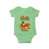 Vishu Wishes Baby Romper – Malayalam Typography Kani Theme - GREEN - New Born (Chest 14")