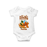 Vishu Wishes Baby Romper – Malayalam Typography Kani Theme - WHITE - New Born (Chest 14")