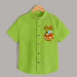 Vishu Wishes Baby SHIRT – Malayalam Typography Kani Theme - LIME GREEN - 0 - 6 Months Old (Chest 23")