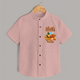 Vishu Wishes Baby SHIRT – Malayalam Typography Kani Theme - PEACH - 0 - 6 Months Old (Chest 23")